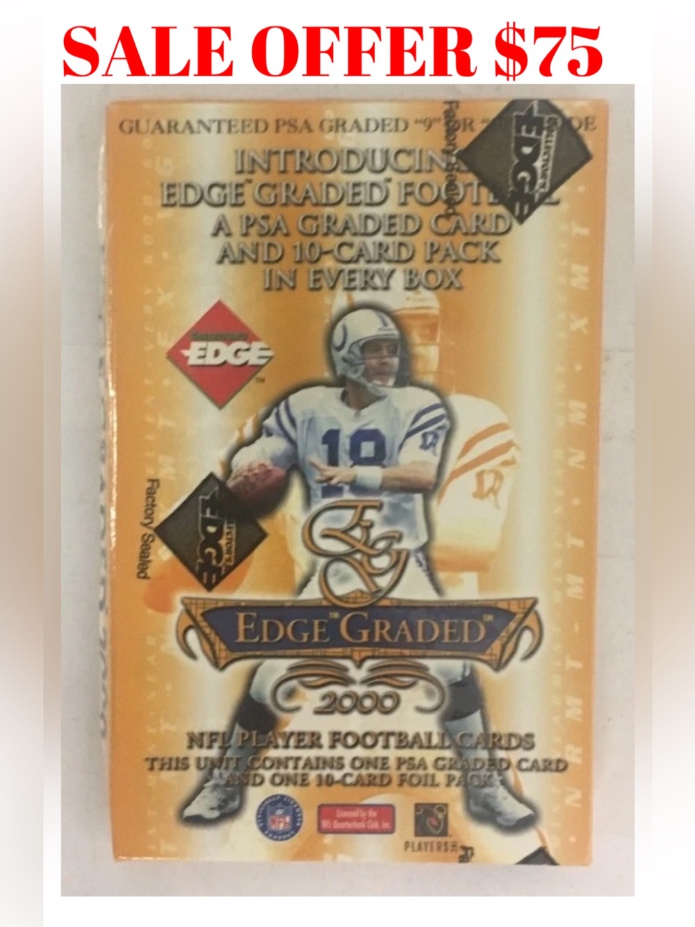 Edge 2000 Factory Sealed NFL Football Card Pack 1 PSA Graded Card Per Pack